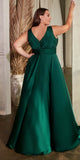 Ladivine 7497 Long A-Line Satin Keyhole Twisted Bodice Formal Gown