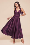 Ladivine 7499 Dress Tea Length Satin A-Line Dress