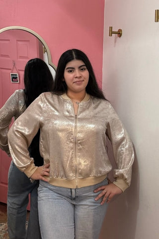 ✨ Champagne Shimmer Bomber Jacket ✨