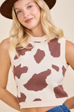 Texas Boot Scootin’ Cowprint Babe Knit Vest Top