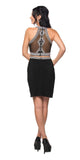 Juliet 767 Halter Two-Piece Dress Sheer Beaded Back