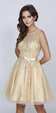 CLEARANCE - Juliet 776 Sequins Embellished Bodice Illusion Short Dress (Size M)