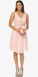 Juliet 786 Ruched V-Neck Cocktail Dress Embellished Waist