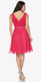 Juliet 786 Ruched V-Neck Cocktail Dress Embellished Waist