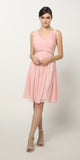 Juliet 786 Ruched V-Neck Cocktail Dress Embellished Waist