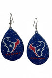 Texans Glitter Teardrop Football Earrings