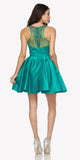 Juliet 794 Beaded Scoop Neck Short Satin Dress