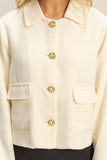 Luméa Textured Gold Button Jacket – Ivory