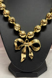 Bold Metallic Bow Statement Necklace – Gold & Silver