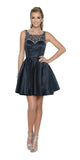 Juliet 808 Sleeveless Short Dress Beaded Illusion Neckline