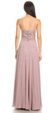 CLEARANCE - Eureka 8111 Chiffon Halter A-line Long Dress Lace Appliqued Bodice (Size L)