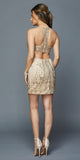 Juliet 815 Short Halter Fitted Dress Cut-Out Back