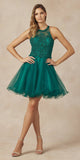 Juliet 826 Fit-and-Flare Halter Neck Short Party Dress