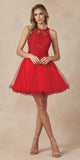 Juliet 826 Fit-and-Flare Halter Neck Short Party Dress