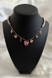Pink Belle Vintage Florals Ceramic Charm Necklace