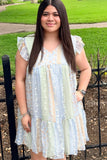 Bluebell Breeze Patchwork Mini Dress