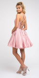 CLEARANCE - Juliet 852 Caged-Back Homecoming Short Dress with Pockets (Size Small)