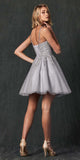 Juliet 857 Embroidered Top Short A-line Glitter Dress