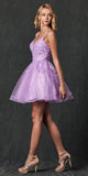 Juliet 859 Short Floral Applique Glitter Tulle A-Line Dress