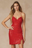 Juliet 873 Tight Sequin Cocktail Party Dress Skirt Slit