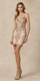 Juliet 874 Embroidered Sequins Fitted Cocktail Dress Corset Bodice Sweetheart
