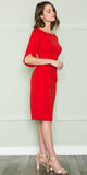 CLEARANCE - Poly USA | Ed Young 8772 Knee Length Heavy Jersey Boat Neck Dress (Size L)
