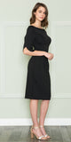 CLEARANCE - Poly USA | Ed Young 8772 Knee Length Heavy Jersey Boat Neck Dress (Size L)