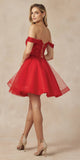 Juliet 880 Glitter Tulle A-Line Cold-Shoulder Homecoming Dress.
