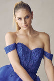 Juliet 880 Glitter Tulle A-Line Cold-Shoulder Homecoming Dress.