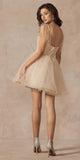 Juliet 881 Feather Straps Sheer Bodice Short A-line Tulle Dress