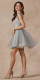 Juliet 881 Feather Straps Sheer Bodice Short A-line Tulle Dress