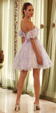 Juliet 891 dress Short Off Shoulder Puff Sleeve Corset Bodice A-Line Dress