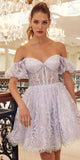 Juliet 891 dress Short Off Shoulder Puff Sleeve Corset Bodice A-Line Dress