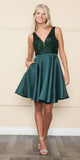 CLEARANCE - Poly USA | Ed Young 8954 Short A-Line Sequin Bodice Dress with Pockets (Size M)