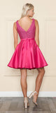 CLEARANCE - Poly USA | Ed Young 8954 Short A-Line Sequin Bodice Dress with Pockets (Size M)