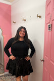 Dancing Midnight Wishes Black Tiered Sequin Mini Skort