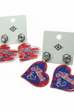 Texans Sweet-Heart Game Day Drop Earrings