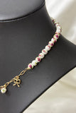 Pink Belle Vintage Florals Ceramic Charm Necklace