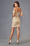 Juliet JT919L Dress Fitted Off Shoulder Sequin Sweetheart Bodice