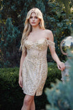 Juliet JT919L Dress Fitted Off Shoulder Sequin Sweetheart Bodice