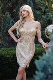 Juliet JT919L Dress Fitted Off Shoulder Sequin Sweetheart Bodice