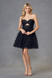 Juliet JT921H Dress Strapless Tulle Ruffles Cocktail Gown