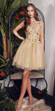 Ladivine 9245 Short A-Line Homecoming Dress with Floral Details