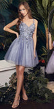 Ladivine 9245 Short A-Line Homecoming Dress with Floral Details
