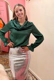 Silky Emerald Long-sleeve Blouse