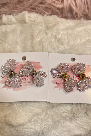 Beaded Bow Stud Earrings