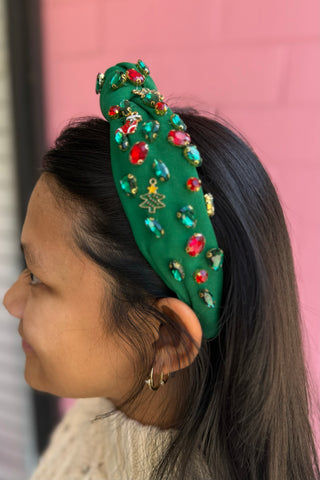 Xmas Top Knot Jeweled Headband