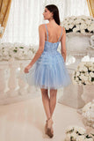 Ladivine 9310 Short A-Line Tiered Tulle Scoop Neckline Cocktail Dress