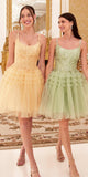 Ladivine 9310 Short A-Line Tiered Tulle Scoop Neckline Cocktail Dress
