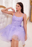 Ladivine 9310 Short A-Line Tiered Tulle Scoop Neckline Cocktail Dress